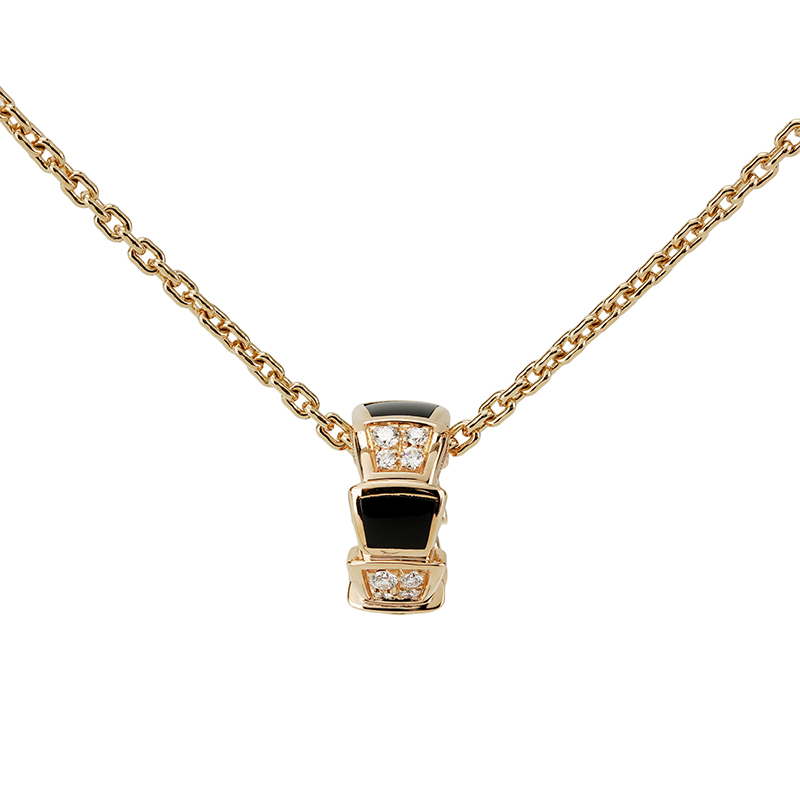 BVLGARI SERPENTI VIPER Snake Shaped Necklaces Unisex Rose Gold/Black