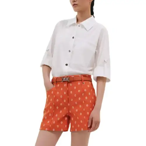 HERMES Shirts Women's White Lapel Moderate Other