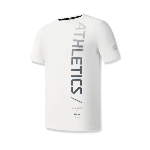 FILA Fitness T Shirts Men's Bright White WT Crew Neck Moderate Straight Fit
