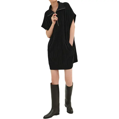 HERMES Short Sleeved Dress Women's Black