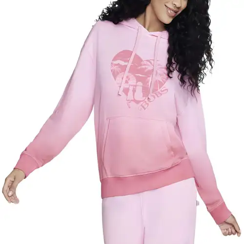 Skechers BOBS Purrfect Terry Ombre Vibes Hoodie Sweatshirt Women's Pink Gradient