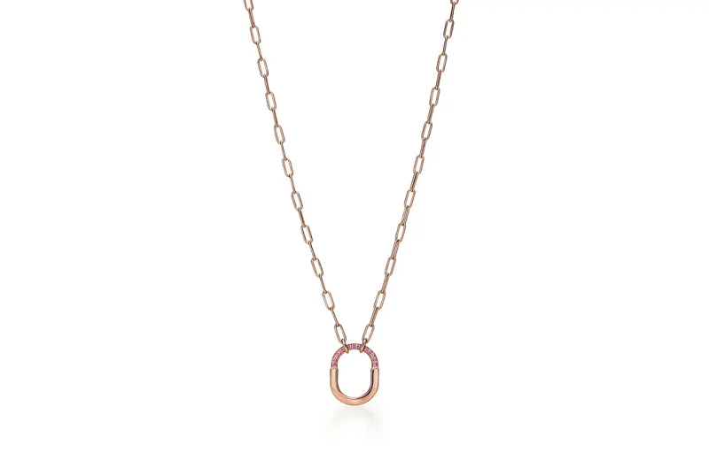 TIFFANY & CO. Lock Sapphires, 18K Rose Gold Necklaces Women's Rose Gold