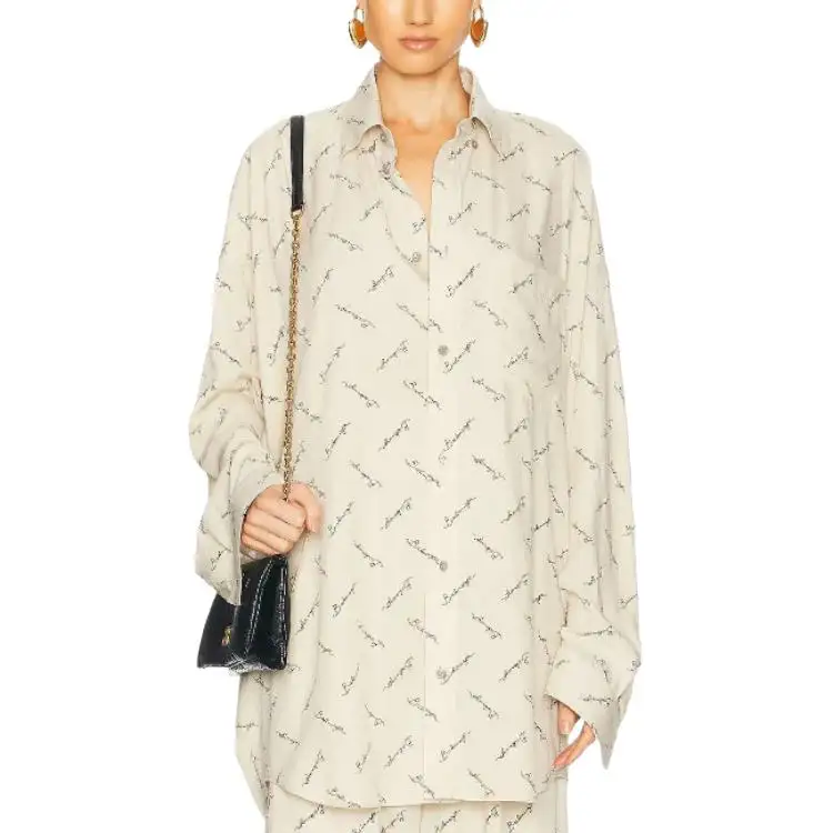 Balenciaga Allover Logo Long Sleeved Shirt