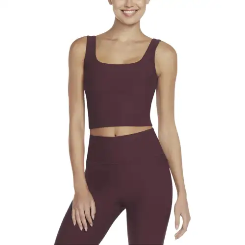 Skechers GO FLEX RIB Longline Bra Sports Underwear Women's Burgundy Red