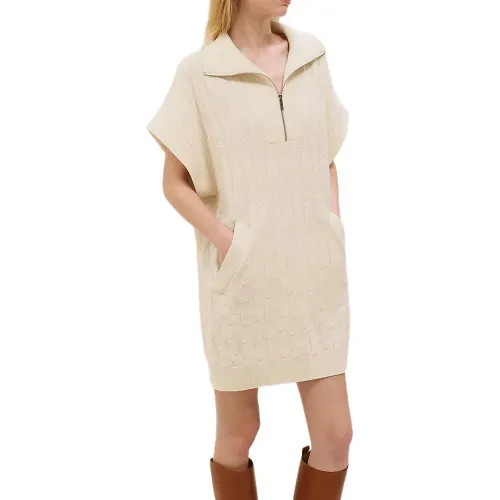 HERMES SS25 Short Sleeved Dress Women's Ecru