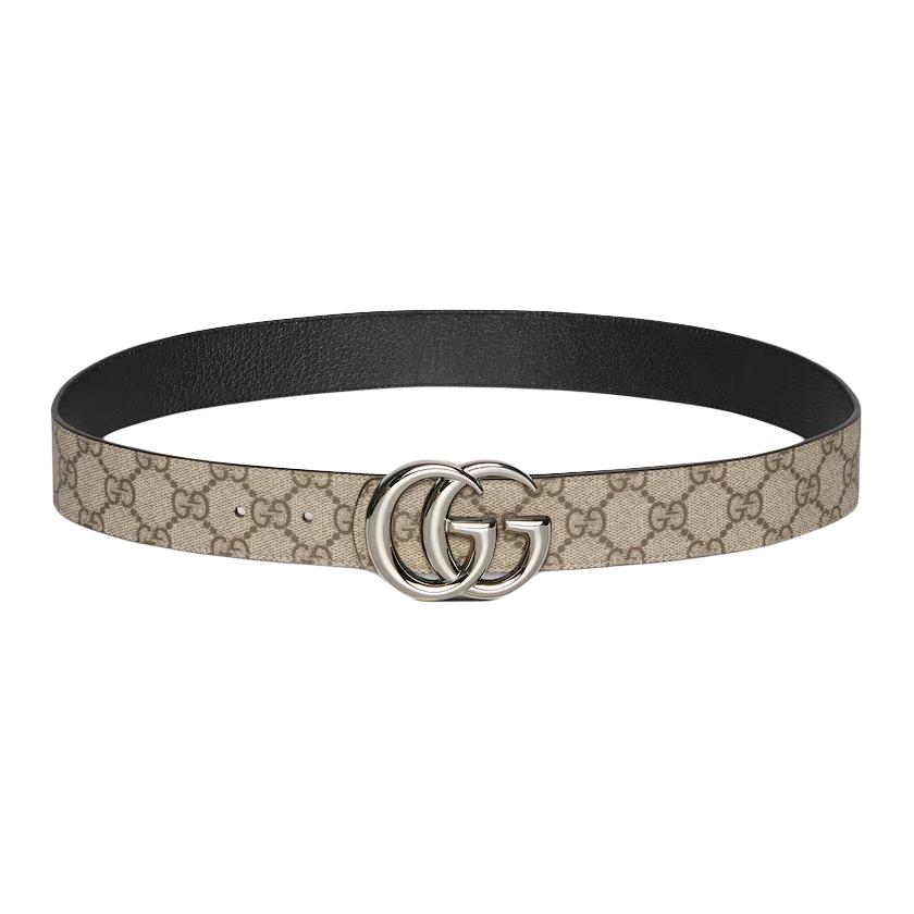 Мужской ремень Gucci GG Marmont (черно-коричневый)