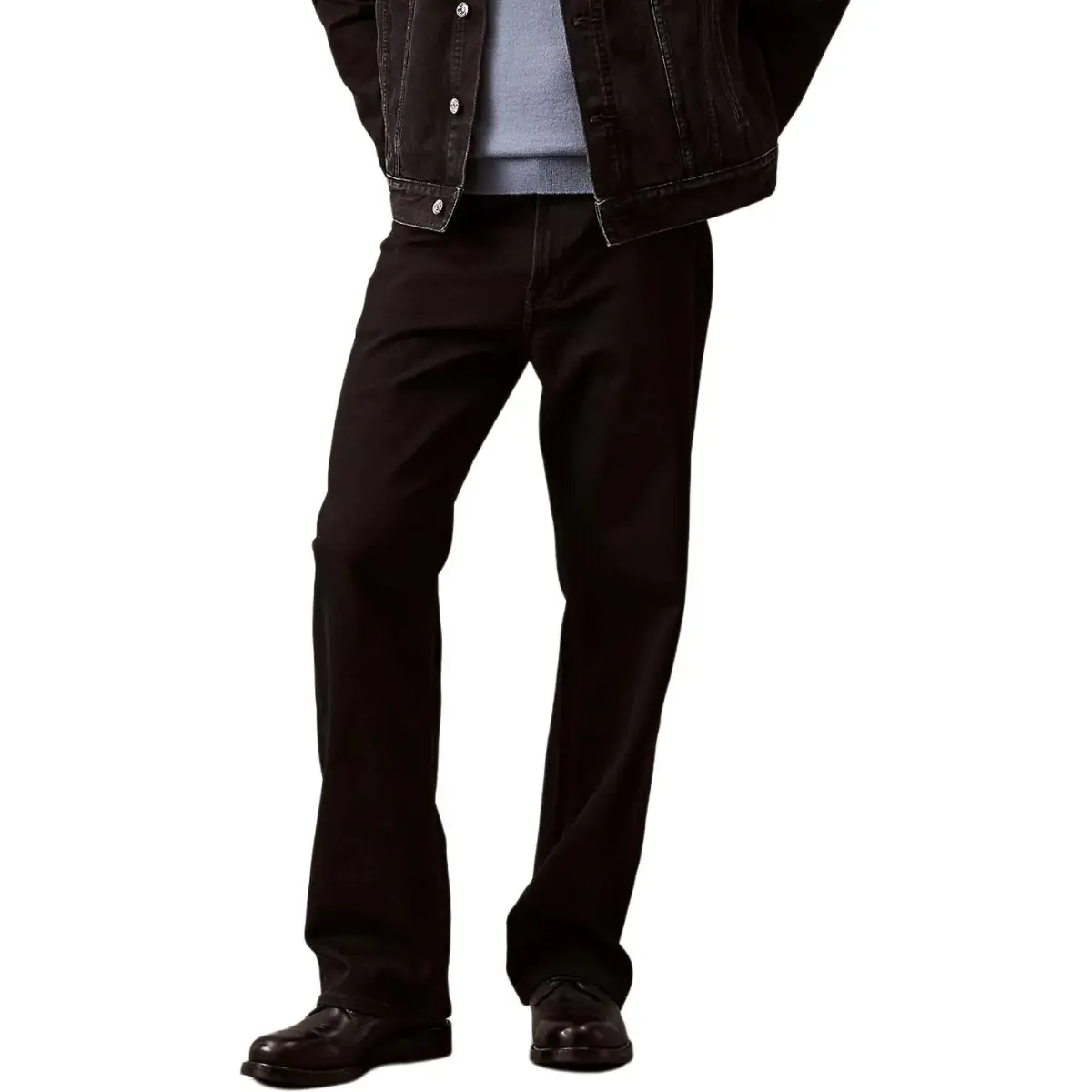 Calvin Klein Jeans Men's Black Moderate Straight Fit Pants