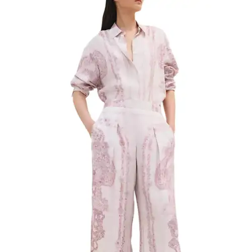HERMES Shirts Women's Rose Lapel Moderate Shirt