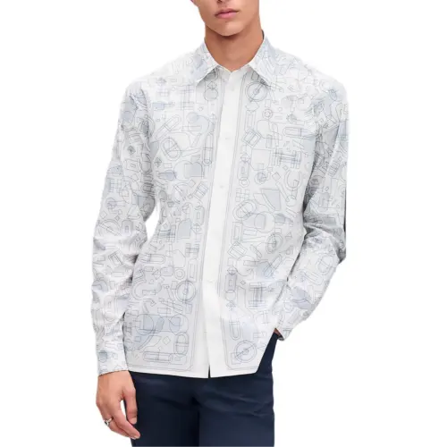 HERMES Shirts Men's White Lapel Moderate Other