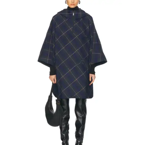 Burberry Ekd Motif Check Pattern Hooded Poncho