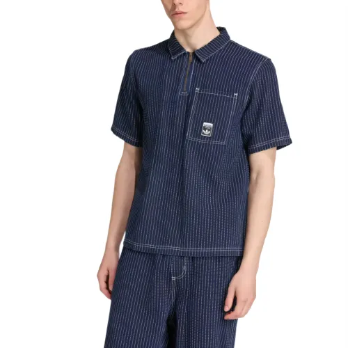 Adidas Originals Wabash pinstripe half-zip polo shirt
