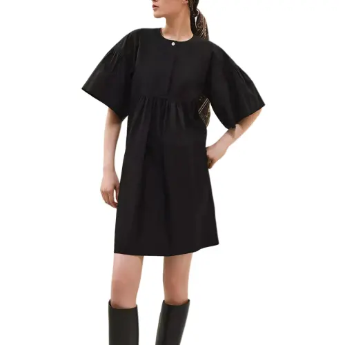 HERMES Short Sleeved Dress Women's Black