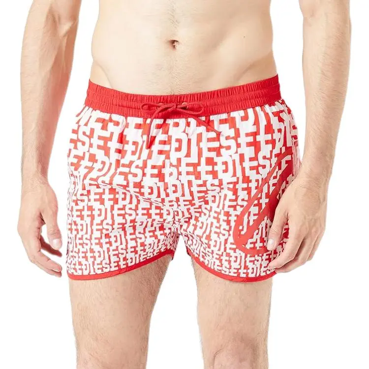 DIESEL Beach Shorts Men's Red Moderate Straight Fit Pants