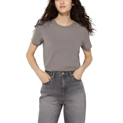 UNIQLO T Shirts Women's Gray Crew Neck