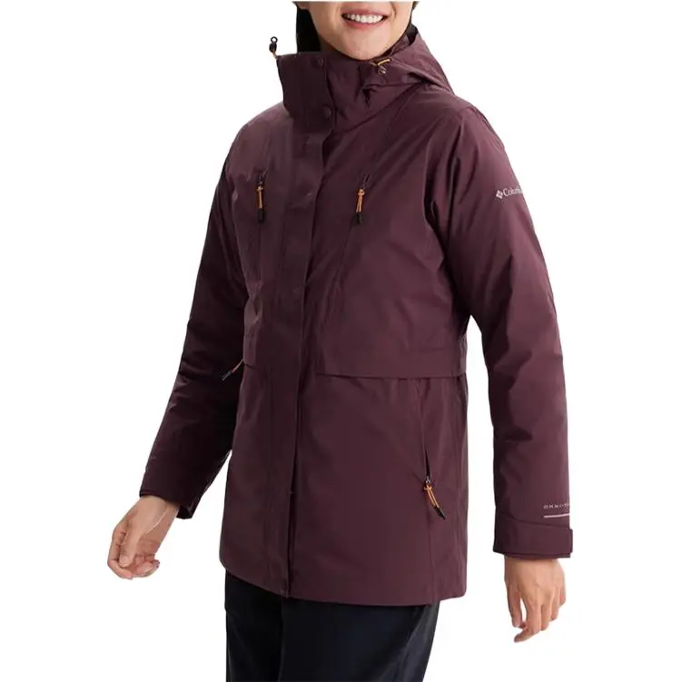 Columbia Waterproof And Windproof To Keep Warm Windbreaker Jacket Women's Dark Red