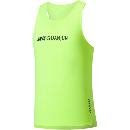 ANTA Tank Tops Men's Turquoise Green Crew Neck Moderate Straight Fit