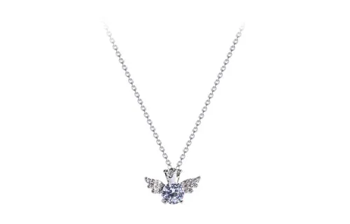 Mu Yan's cold style, simple niche and high-end sense, three-dimensional shining crown wings, everyday versatile clavicle chain, titanium steel, angel wings necklace, women's model