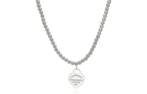 TIFFANY & CO. Tiffany Return to Tiffany Series Fashionable Heart-shaped Pendant Silver Beads 925 Silver Necklace Women's Silver