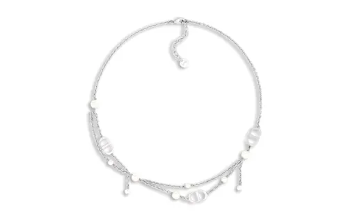 DIOR Metal, Resin, Pearl Necklaces Women's Silver