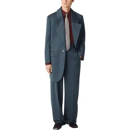 Bottega Veneta SS25 Business Suit Coat Men's Cyan Stone
