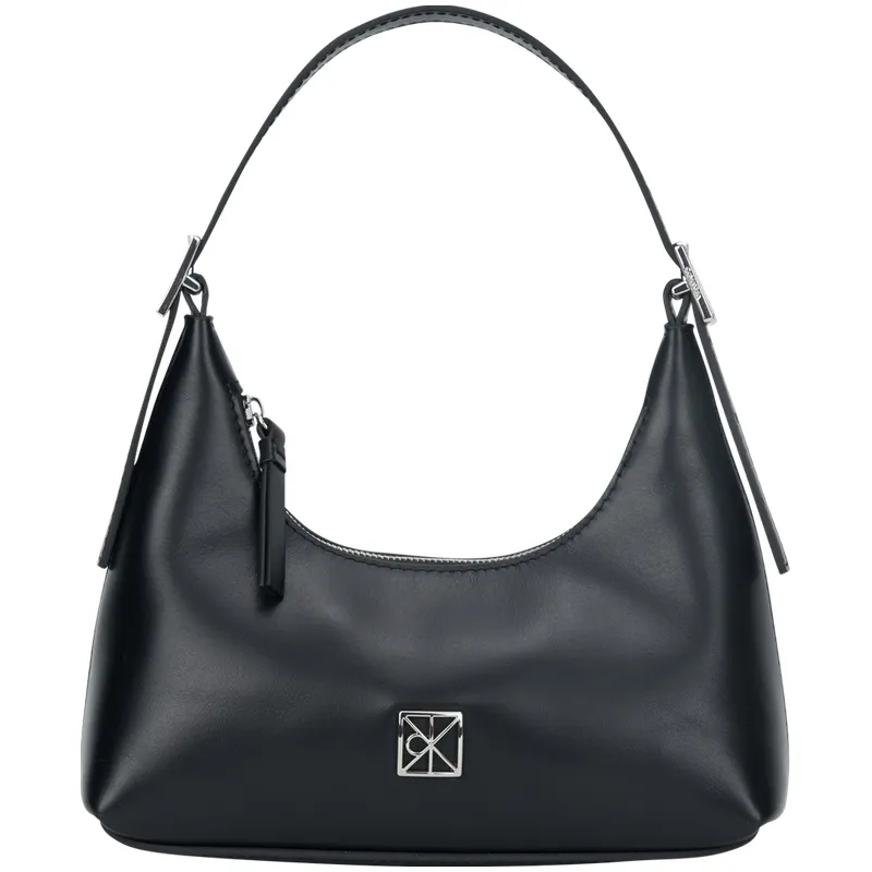 CALVIN KLEIN Cow Leather Shoulder Bag Medium Women's Space Black