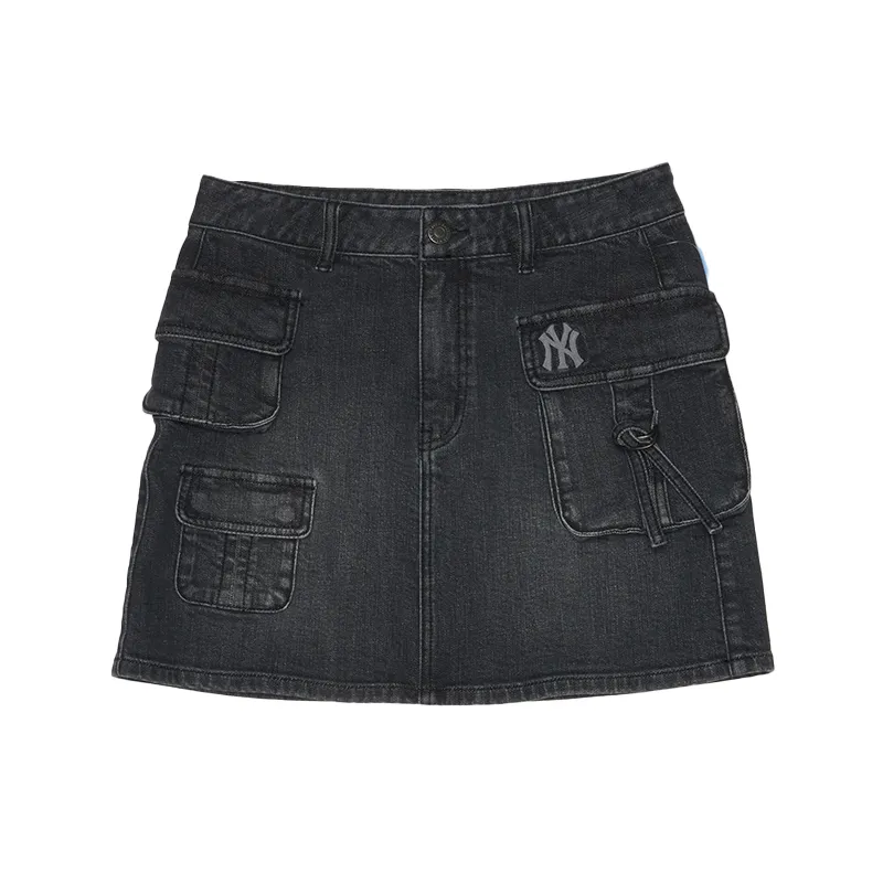 MLB Denim Short Skirts Women's New York Yankees/Black Moderate Short Cargo Skirt