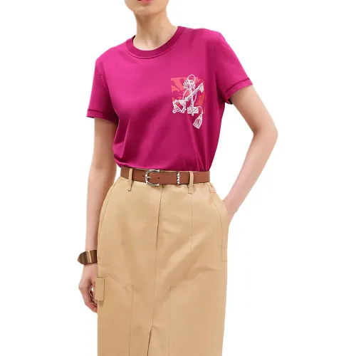 HERMES T Shirt Women's Rose Red