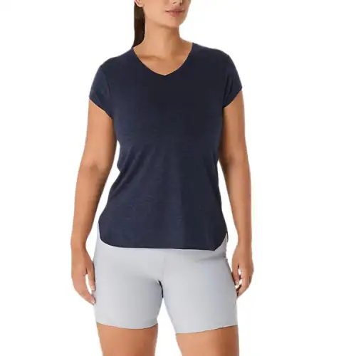 ASICS T Shirts Women's Blue V Neck Moderate Straight Fit