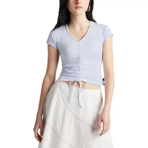 Converse Drawstring Ruched Short Sleeve Top