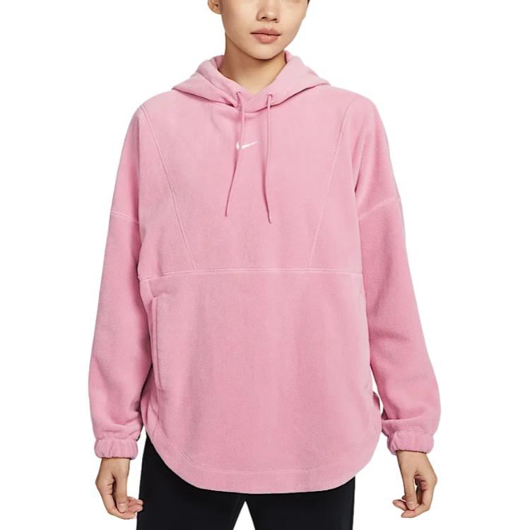 Женское худи Nike Therma-FIT One FW24 Oversize (розово-белое)