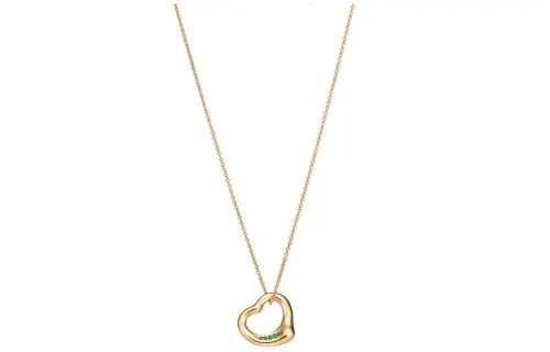 TIFFANY & CO. Elsa Peretti® 18K Yellow Gold Inlaid With Emerald Necklaces Women's