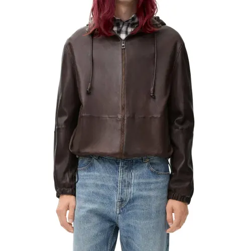 LOEWE SS25 Leather Jacket Men's Dark Brown