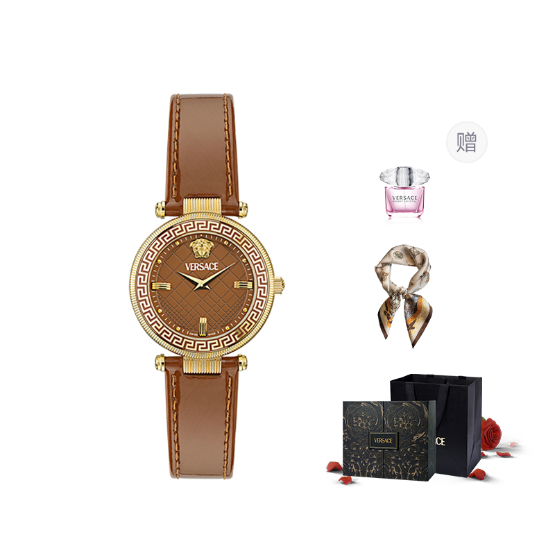 VERSACE Versace, black quartz dial, women's watch, gift box, sports perfume for leisure, quartz mechanism, 36mm, Switzerland, light luxury style, for beloved