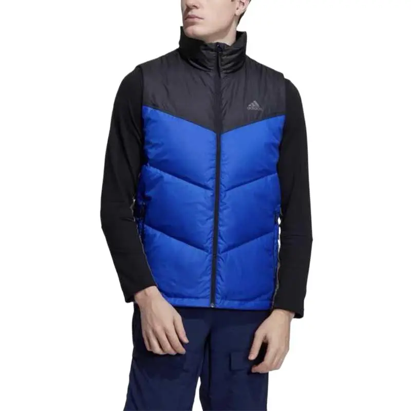 Adidas Vests Men's Black Blue Stand Collar Moderate Straight Fit