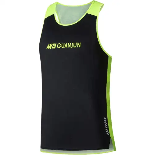 ANTA Tank Tops Men's Black Crew Neck Moderate Straight Fit