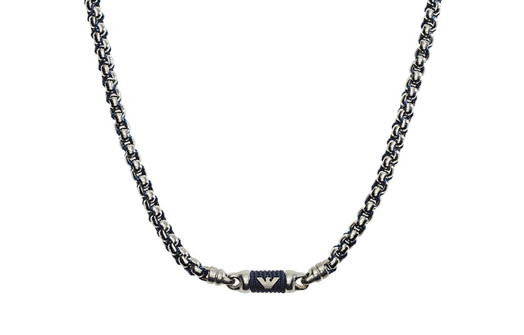 EMPORIO ARMANI Армани европейский стиль Хип-хоп крутая личность популярный Универсальное стальное колье с простой цепочкой мужской стиль черный