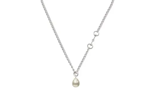 GUCCI Horsebit 925 Sterling Silver Glass Necklaces Women's Silver