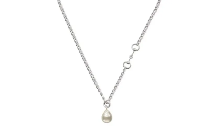 GUCCI Horsebit 925 Sterling Silver Glass Necklaces Women's Silver