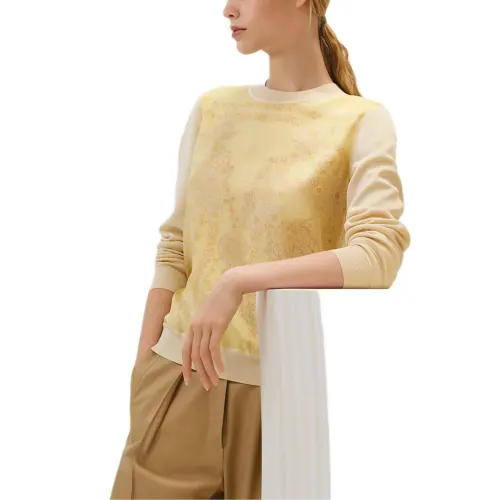 HERMES Sweaters Women's Yellow Crew Neck Moderate Other