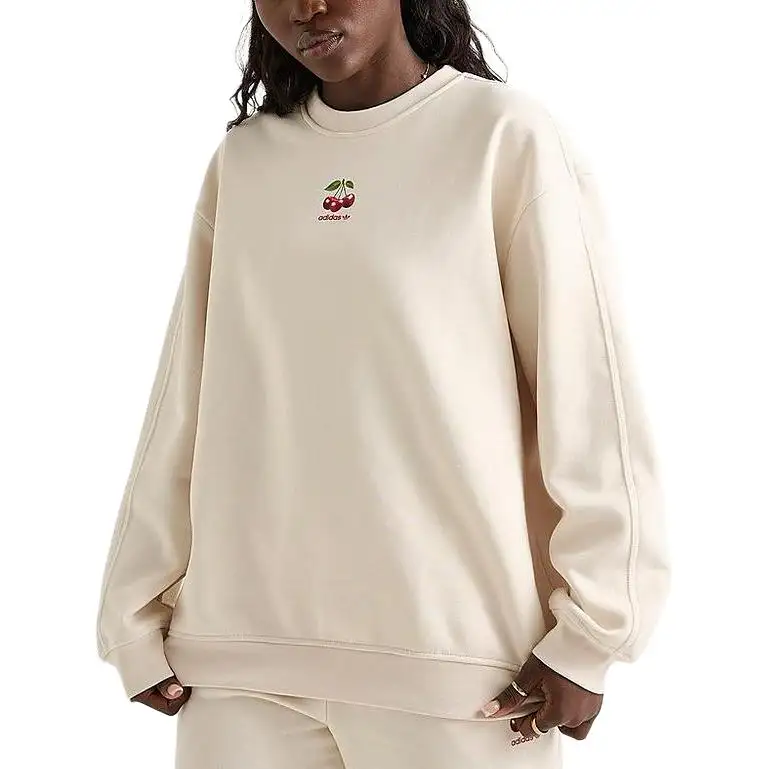 Adidas Originals SS25 Oversized Crewneck Sweatshirt Women's Ecru
