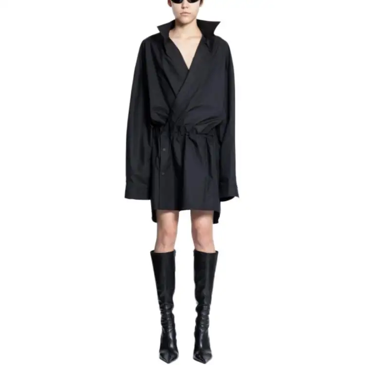 Balenciaga Collared Drawstring Dress