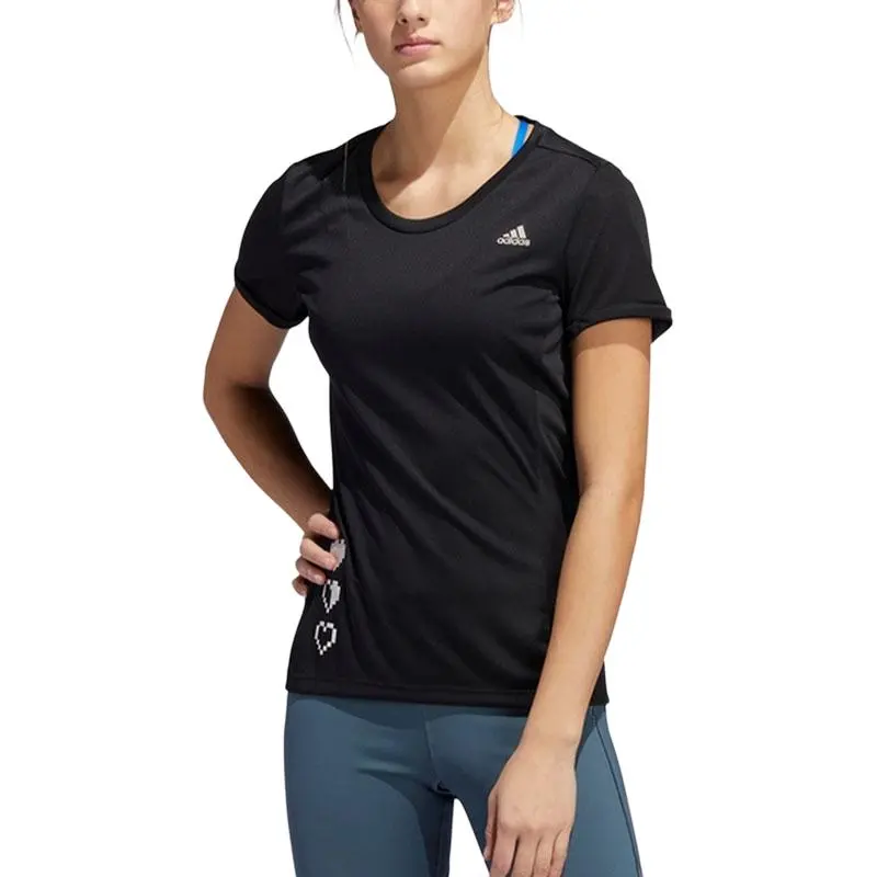 Adidas T-Shirts Women's Black Crew Neck Moderate Straight Fit