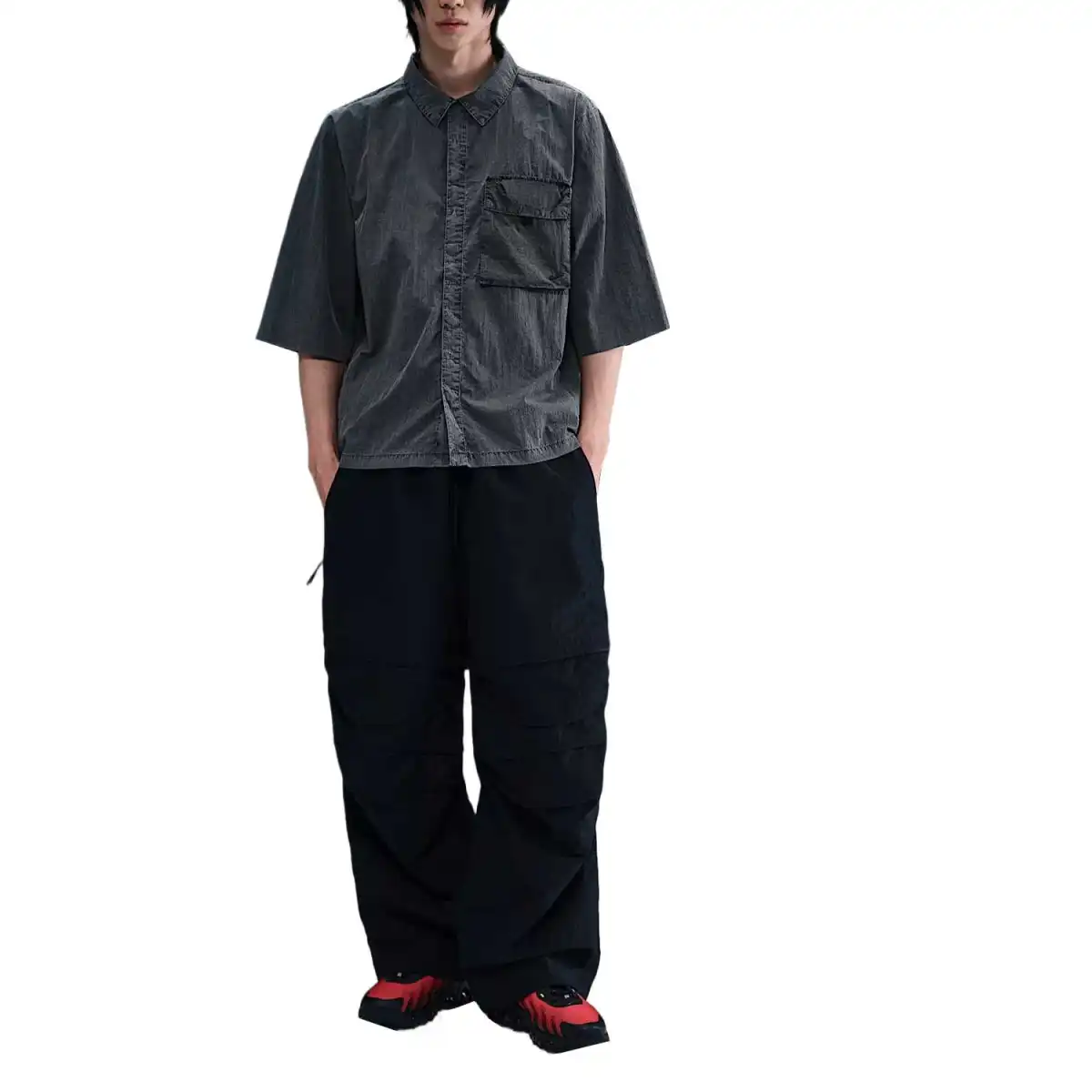 Nike Swoosh Shirts Men's Black Lapel Moderate