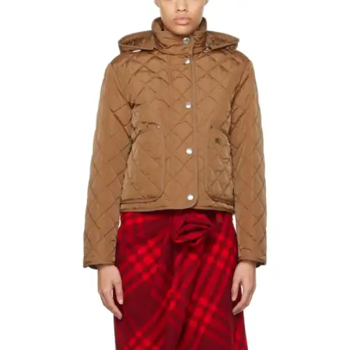 Burberry Diamond-Quilted Ekd Embroidered Hooded Jacket