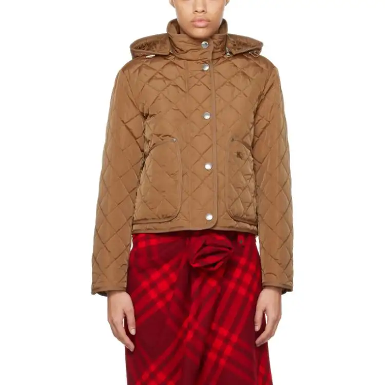 Burberry Diamond-Quilted Ekd Embroidered Hooded Jacket