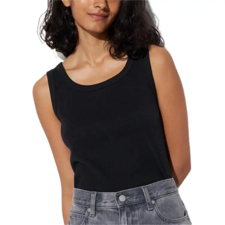 UNIQLO Tank Tops Women's Black Crew Neck Moderate Other