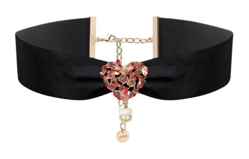 DIOR Resin, Silk, Metal Necklaces Women's Black