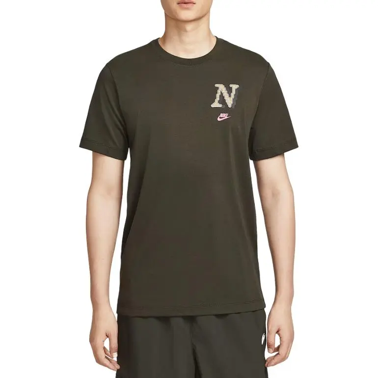 Nike Clothing T-Shirts Men's Sequoia Crew Neck Moderate Straight Fit
