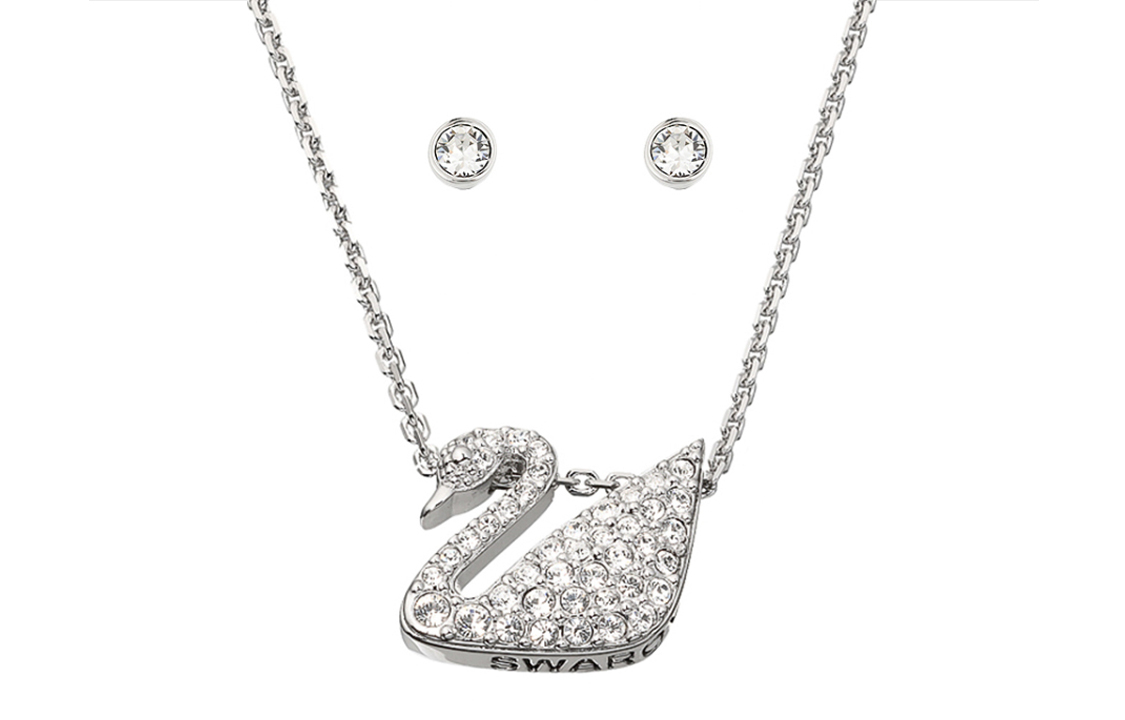 Swarovski Swarovski, shiny swan, necklace and earrings, set