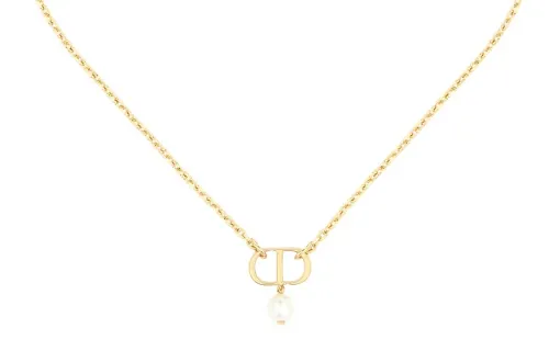 DIOR Resin Metal Necklaces Women's Gold
